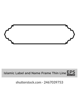 Etiqueta islámica y marco de nombre Línea delgada Siluetas de trazo negro Diseño pictograma símbolo ilustración visual