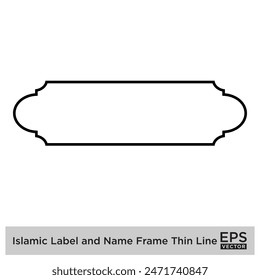 Islamisches Etikett und Name Rahmen Dünne Linie Schwarze Strich Silhouetten Design Piktogramm Symbol visuelle Illustration