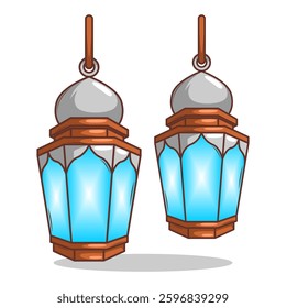 islamic lamp art flat design illustration