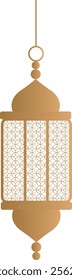Islamic lamp of golden color with openwork pattern.