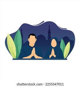 Islamic landing page design vector, Islamic design template