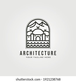 islamic landscape icon line logo vector symbol minimalist illustration design
