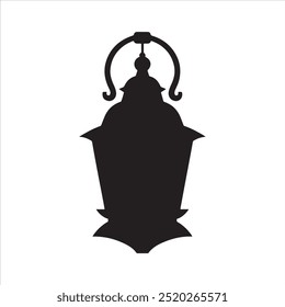 Islamic Lantern black silhouette vector illustration on white background
