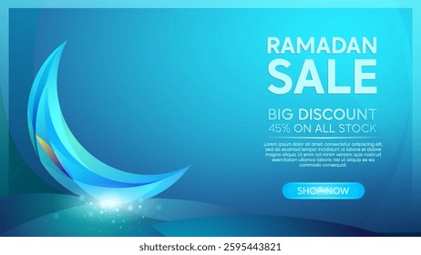 Islamic Lantern and Crescent Moon Background for Ramadan Promotion