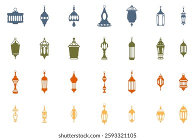 Islamic Lantern Decoration Icon Set
