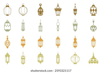 Islamic Lantern Decoration Icon Set