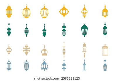 Islamic Lantern Decoration Icon Set