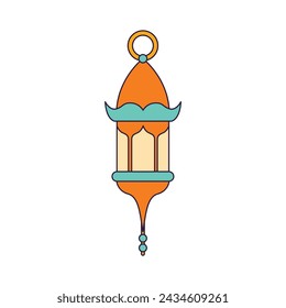 Islamic lantern decorative lighting flat design 