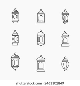 Islamic lantern doodle line vector illustration