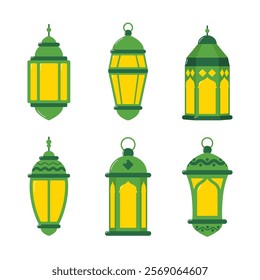 Islamic lantern element cartoon collection icons colorful