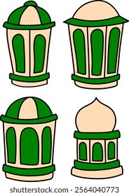 Islamic lantern element set for ramadan