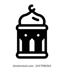 Islamic Lantern Glyph Icon - Single Icon, Vector