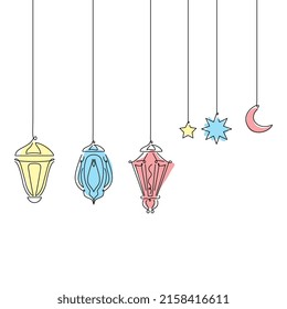 Islamic Lantern with hand-drawn line Art style