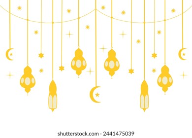 islamic lantern hanging decoration vector illustration