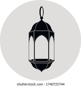 Islamic lantern icon black silhouette isolated vector