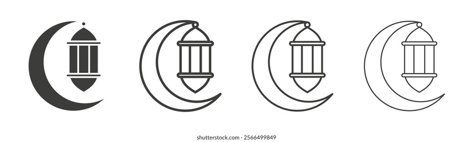 Islamic lantern icon flat and linear vector illustration on white background.