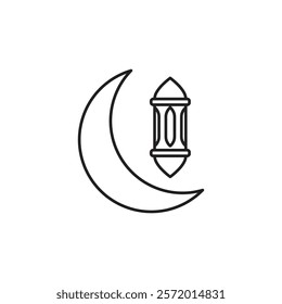 Islamic lantern icon in liner stroke style