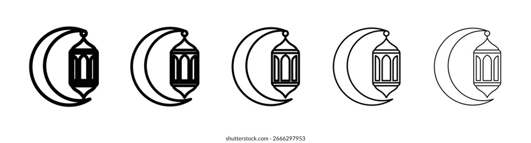 Islamic lantern icon logo in stroke lines collection