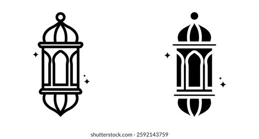 Islamic Lantern icon set. for mobile concept and web design on white background