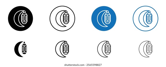 Islamic lantern icons in black and blue colors