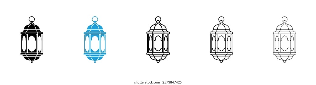 Islamic lantern icons in filled and 3 stroke weights