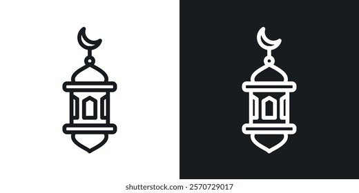 Islamic lantern icons set vectors on white background.
