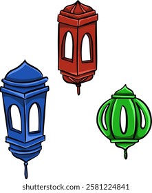 islamic lantern lampions collections with doodle style