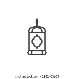Islamic lantern line icon. linear style sign for mobile concept and web design. Ramadan lantern outline vector icon. Symbol, logo illustration. Vector graphics