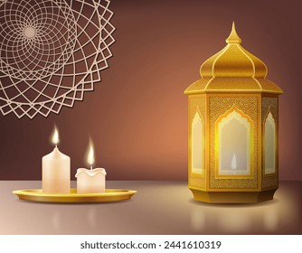 linterna islámica musulmana atributo de religión ilustración vectorial de stock