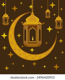 islamic lantern muslims attribute of religion flat style stock vector illustration