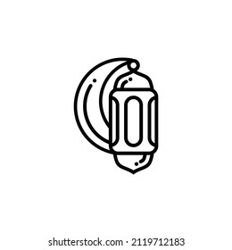 Islamic lantern outline icon vector illustration. Lantern icon vector