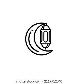 Islamic lantern outline icon vector illustration. Lantern icon vector