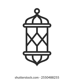 Islamic Lantern Outline Ramadan decor icon vector