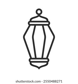 Vector de icono de decoración de Ramadán con contorno de linterna islámica