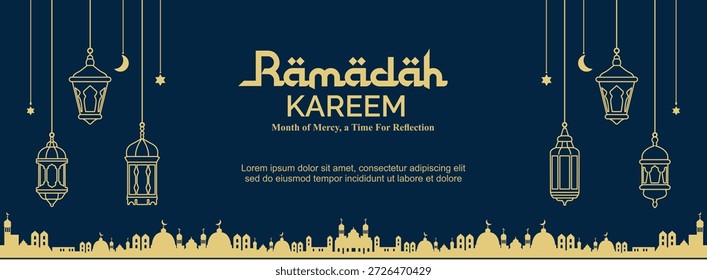 Conjunto de linterna islámica, lámparas árabes y elegantes patrones para carteles Ramadan Kareem