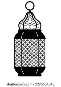 Islamic lantern silhouette flat logo vector illustration. Black Ramadan lanterns. Arabic lamps silhouettes vintage Egyptian Moroccan Dubai eastern lamp for Islamic mosque or Arabian lighting