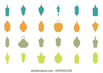 Islamic Lantern Silhouette Icon Set