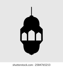 Islamic lantern silhouette, symbolizing Ramadan, spirituality, and tradition. Perfect for Eid celebrations, Islamic decor, and festive designs. A minimal and elegant vector illustration