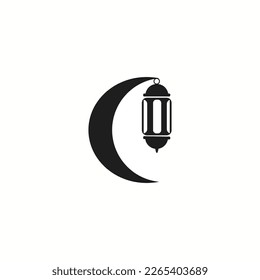 Islamic lantern simple flat icon Vector illustration