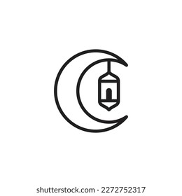 Islamic lantern simple flat icon vector illustration. Lantern icon vector. Ramadan month symbol