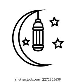 Ilustración islámica simple de un icono plano, ilustración vectorial. Vector de icono de linterna, Ramadan Kareem Aislado sobre fondo blanco.  Estilo plano de moda para diseño gráfico, sitio Web, interfaz de usuario. EPS 



