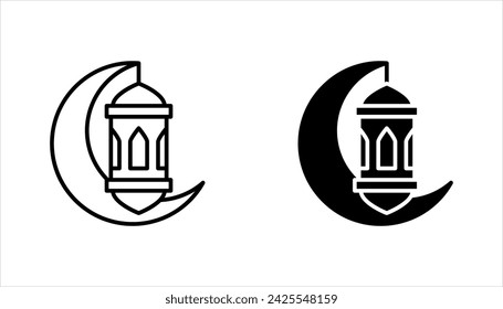 Islamic lantern simple icon set. vector illustration on white background