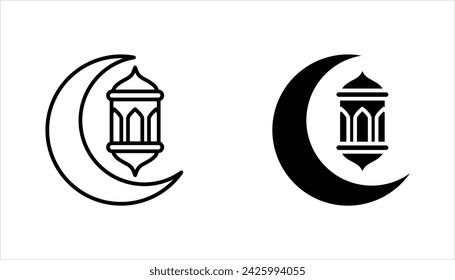 Islamic lantern simple icon set. vector illustration on white background