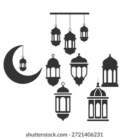 Faroles islámicos y Colección de luna creciente para el Ramadán