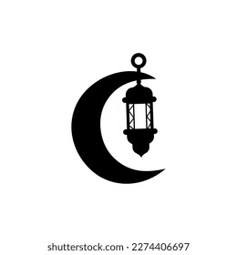 Islamic Lanterns Illustration Design, Islamic Silhouette Decoration Template Vector. Ornament Islamic Ramadan Lantern Symbol. Flat arabic icon black and white, outline