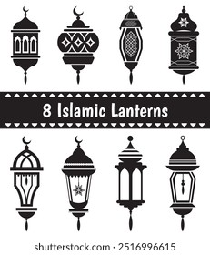 Lanternas islâmicas, Conjunto de 8 Lanternas islâmicas, Lanterna Ramadã, Lâmpada Ramadã, Lanterna árabe, Lâmpada árabe