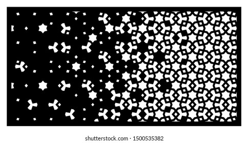Islamic laser pattern. Decorative vector panel,screen,sheet,partition,divider for laser cutting with disintegration. Islamic template for cut design. Ratio 1:2