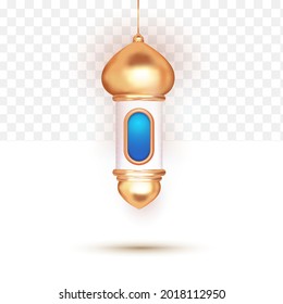 islamische Latern, 3D-Blau auf weißem, transparentem Hintergrund