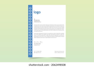 Diseño de plantilla islámica de membrete. Plantilla vectorial profesional de membrete empresarial. Diseño sencillo y limpio.