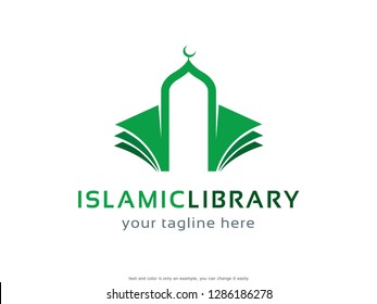 Islamic Library Logo Template Design Vector, Emblem, Concept Design, Creative Symbol, Icon